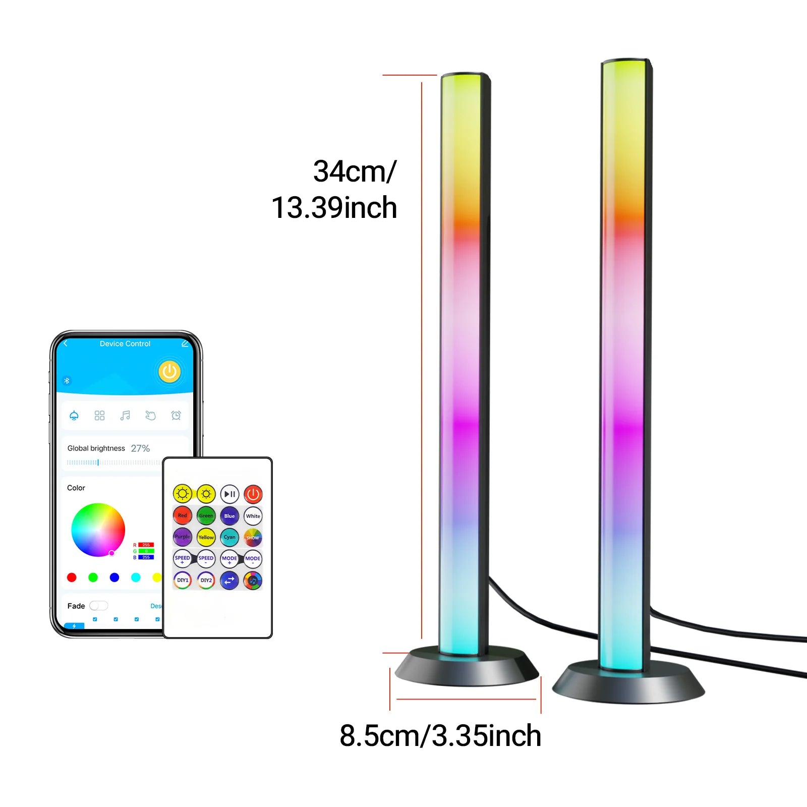 Smart LED Light Bars, RGB+IC TV Backlight with Music Sync, Bl LED Table Desk Light Bar, Game Lights with Scene Modes, Ambient Li