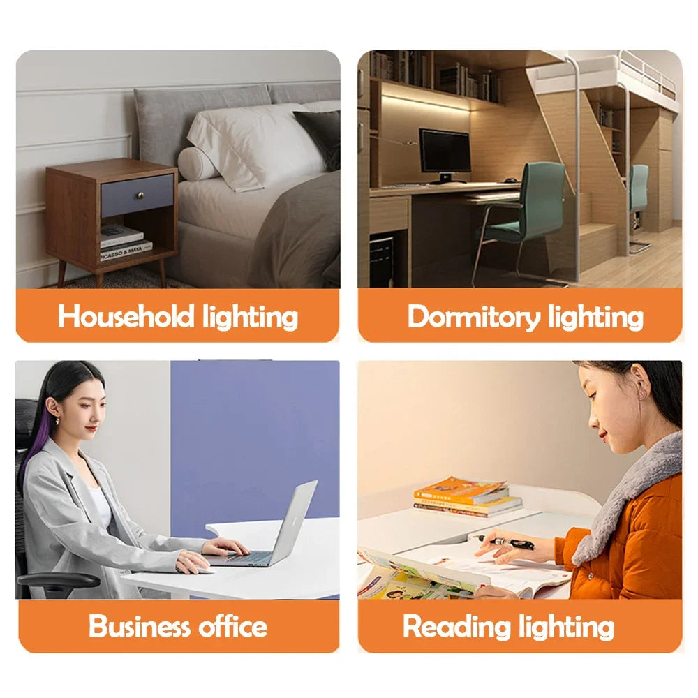 Single-Head LED Folding Metal Desk Lamp 3 Colors Adjustable 10 Brightness Levels Flexible Rotating Lamp Head for Home Reading PC