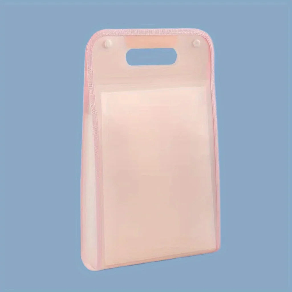 1 A4 Macaron vertical binding file bag Student test paper storage bag 13 cell portable organ bag, office school supplies