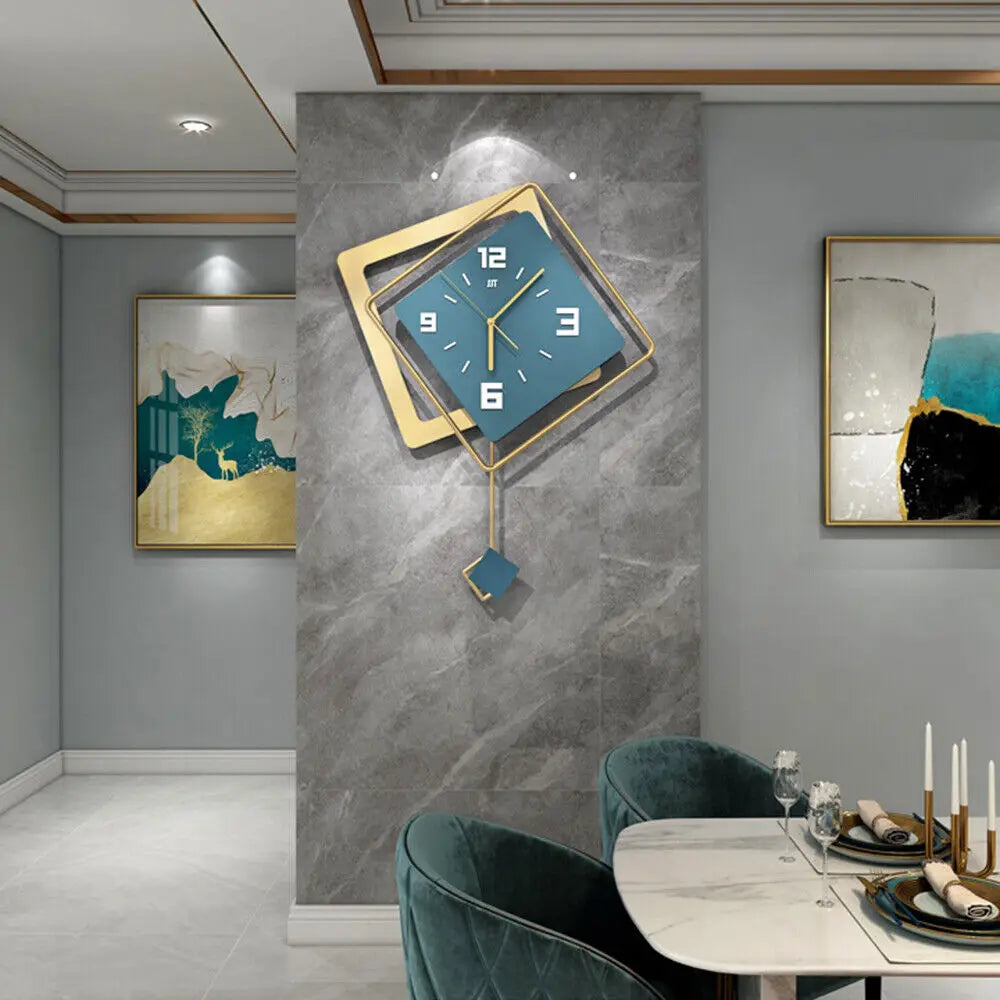 Modern Metal Large Wall Clock Silent Digital Hanging Wall Clock Home Art Decor