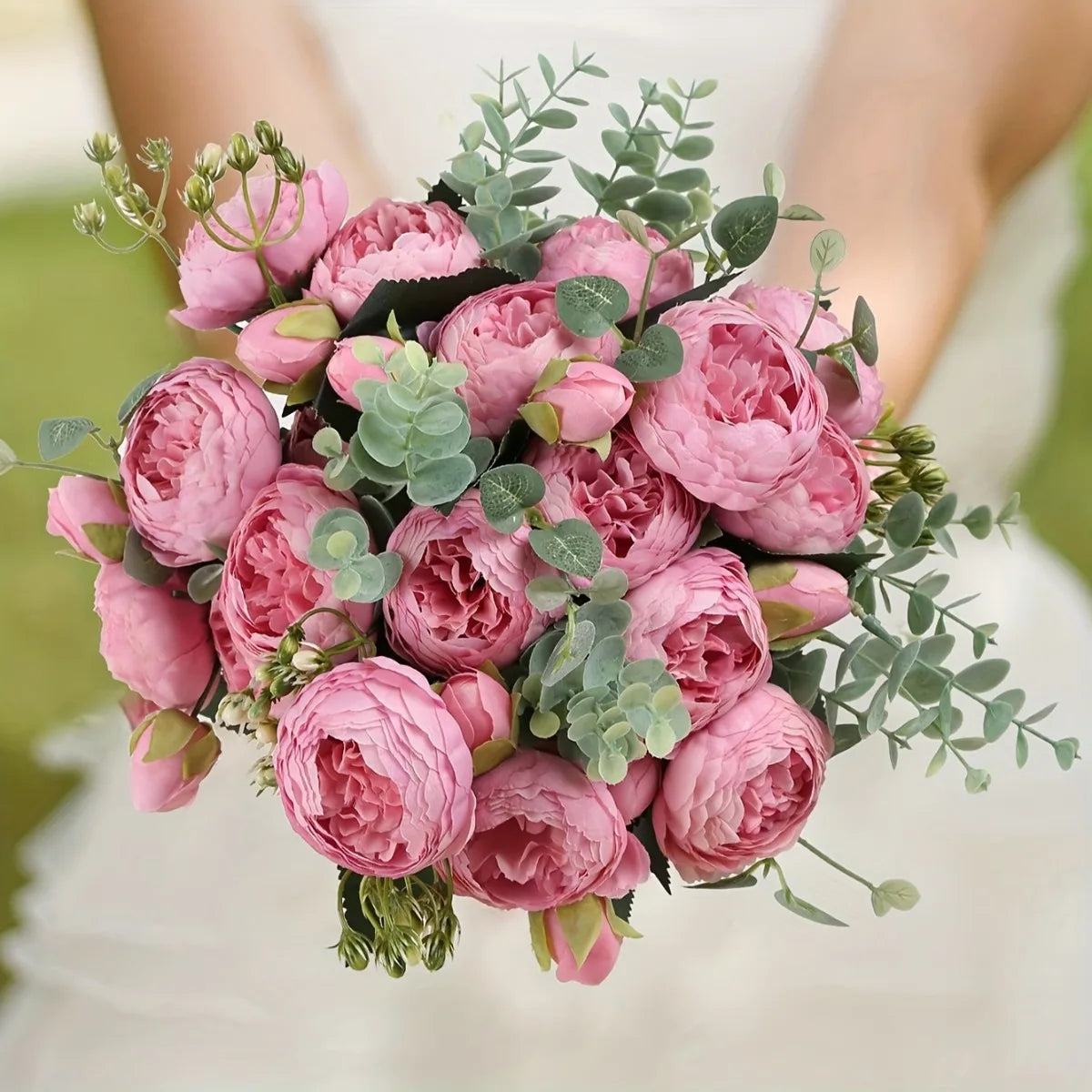 4 Bundles Peonies Artificial Flowers, 13.4in Silk Fake Flowers Bouquets for Home Wedding Decoration Table Centerpiece