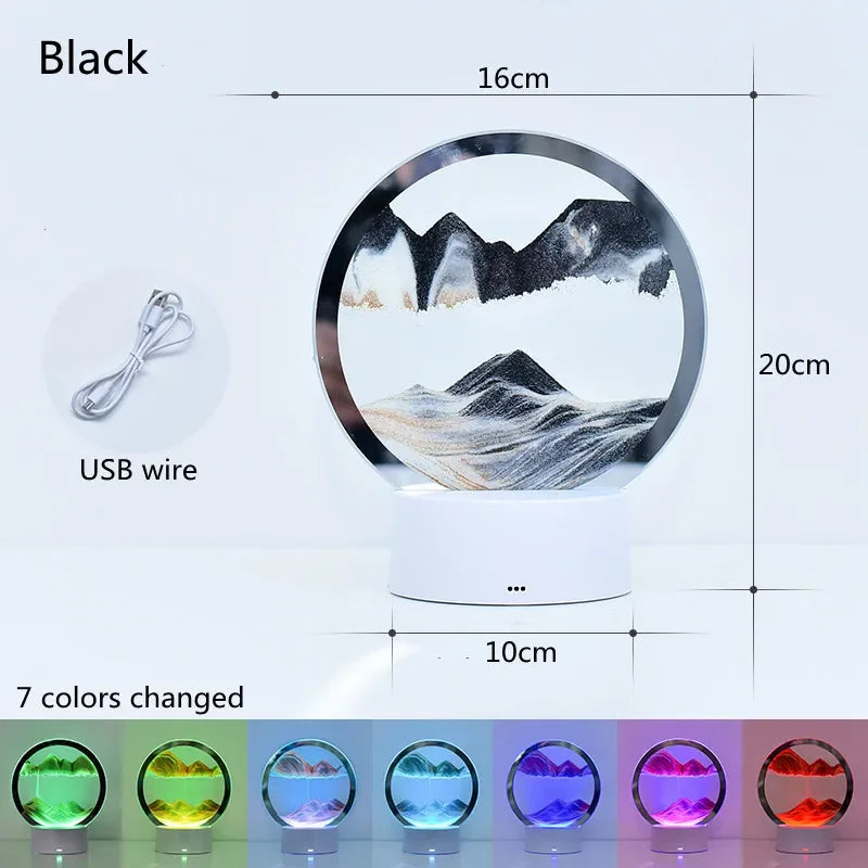 gift atmosphere lamp creative quicksand lamp ornament hourglass sand painting 3d night light decompression table lamp bedside