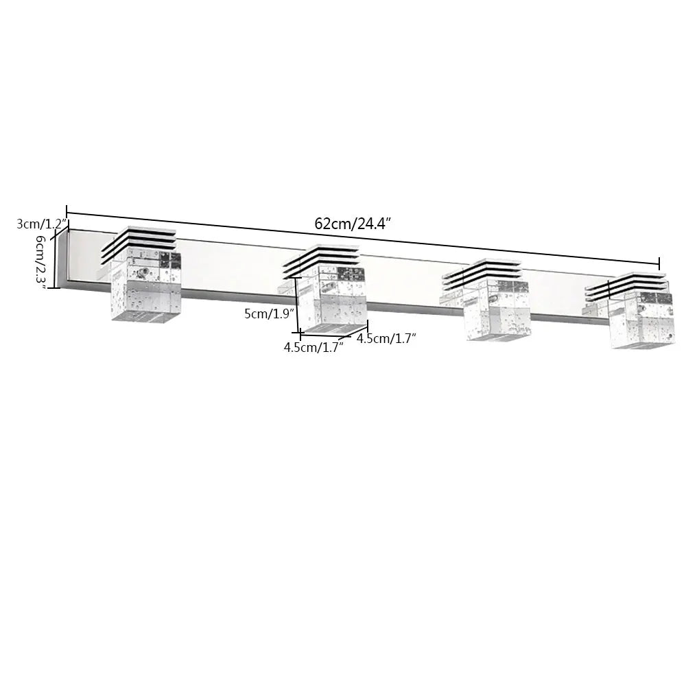 12W 4 Heads Sliver Stainless Steel LED Mirror Front Light, Modern Bedside Wall Lamp for Living Room, Bathroom, Reading Room