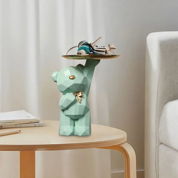 Resin Cute Bear Storage Tray Statue Table Decorations Cute Bear Storage Tray Statue Table Decoration for Entrance/Living Room