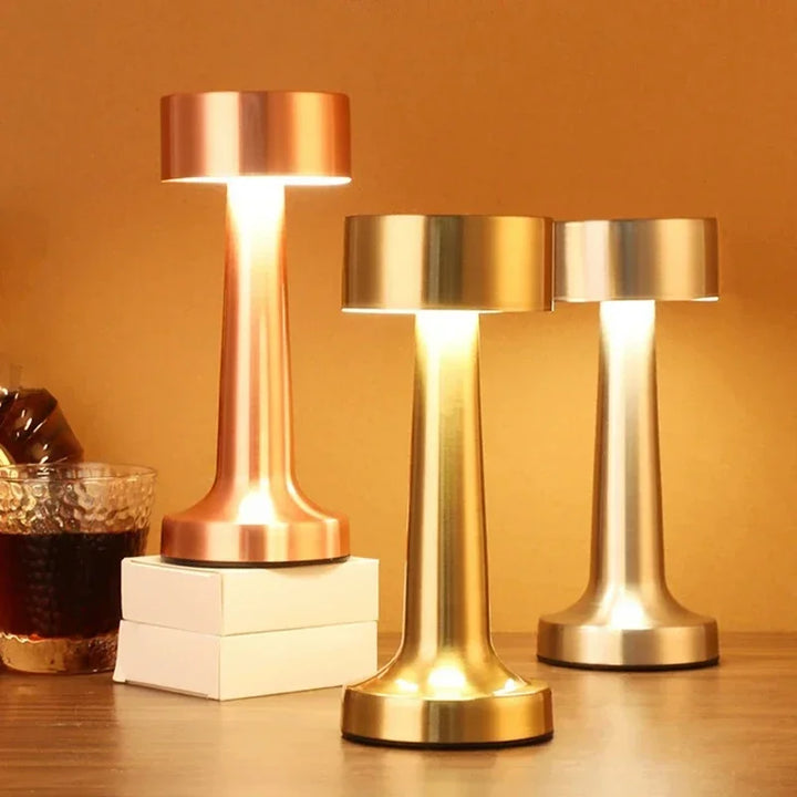 Rechargeable Retro Table Lamp Metal Touch Decor for Bar Coffee Table Restaurant Decoration Light Desk LED Night Lights