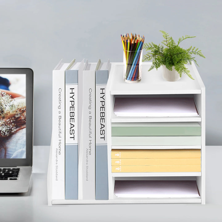 File Holder Organizer 4+2 Tier, Pvc Document Mail Sorter for Office Home School, Holds Files Books Envelopes