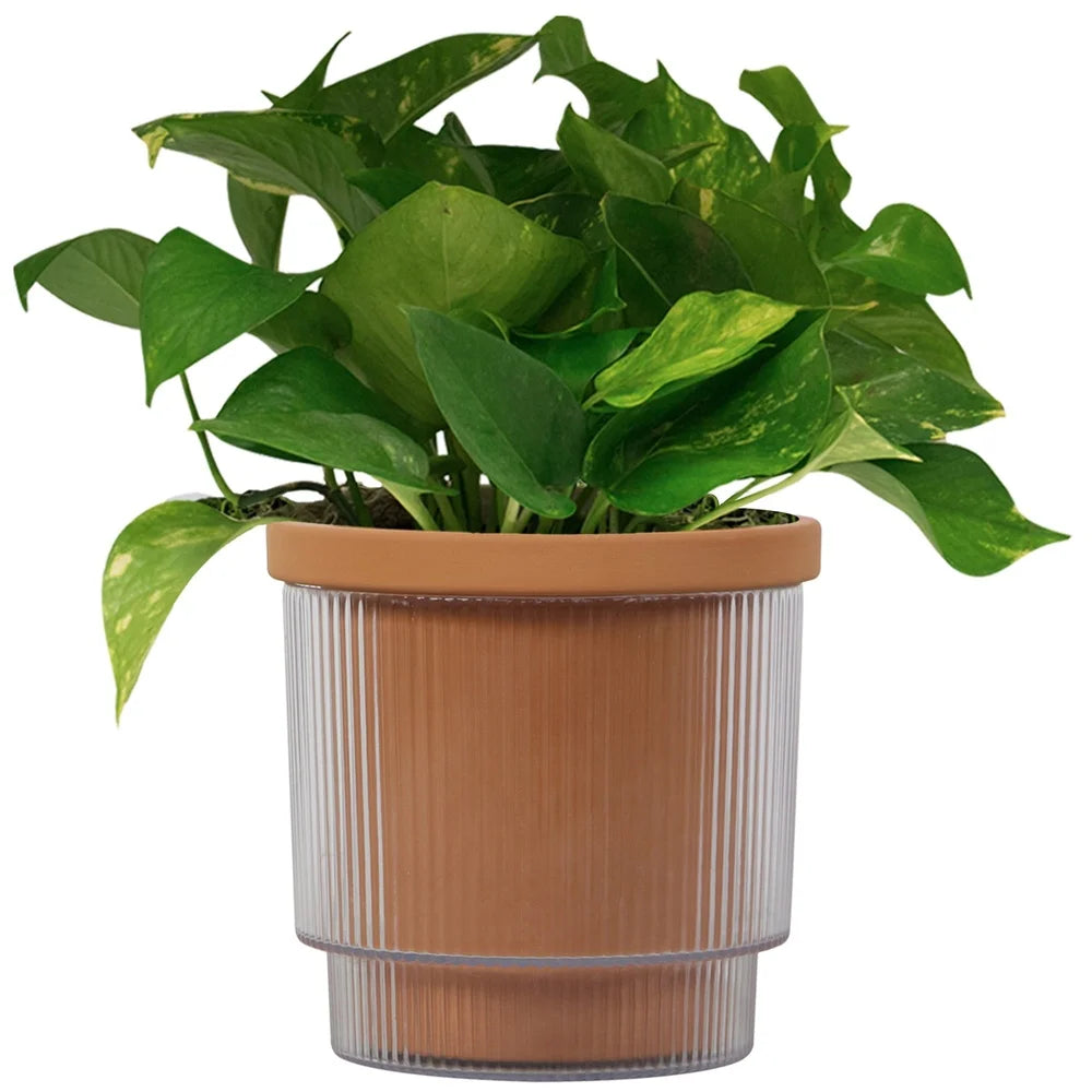 8in Self Watering Planter Terracotta Indoor Outdoor Planter Hydroponic Cylinder Pot Two-Piece Design