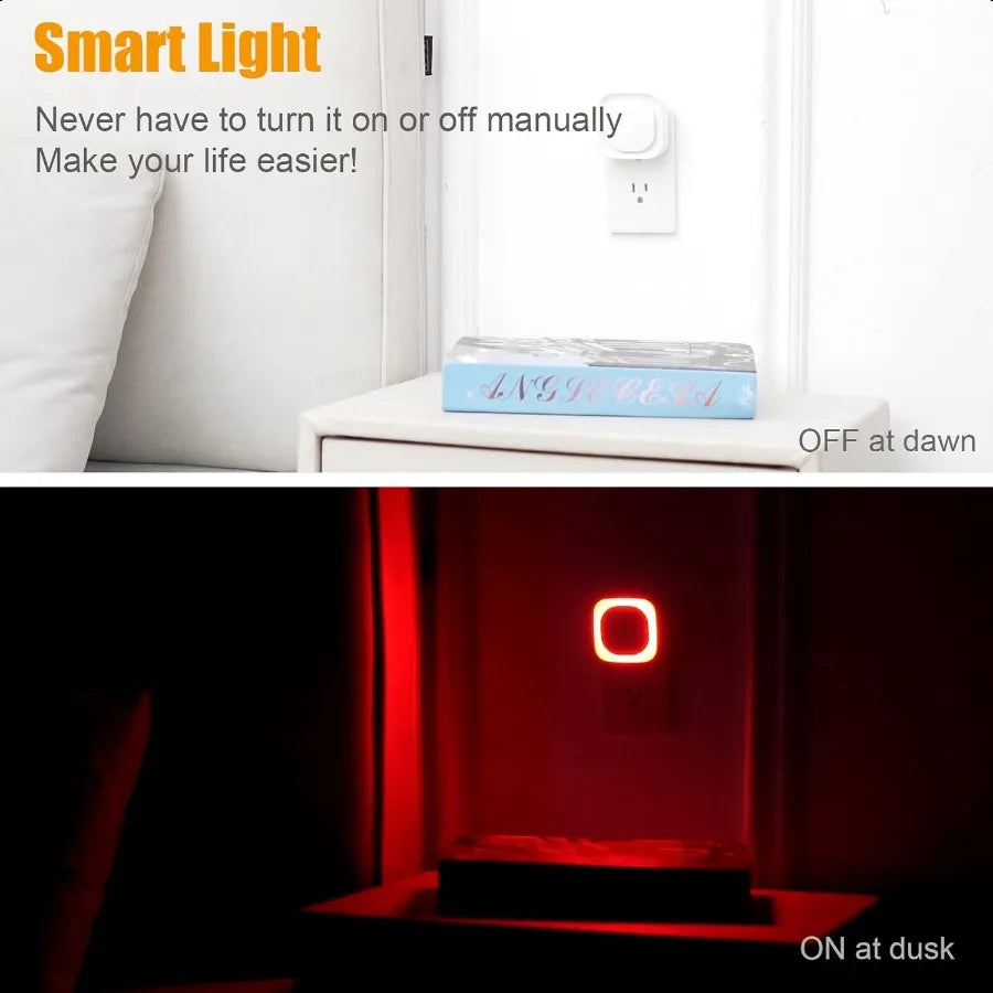 2 Pack Plug in Dimmable Red Night Light Auto Dusk to Dawn Sensor LED Night Light Soft Glow Diffused Light for Baby ry Bathroom