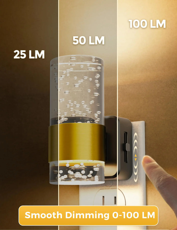 Night Light 3000K Night Lights Plug into Wall LED Nightlight with 0-100LM Adjustable Brightness Automatic Night Light for  Room