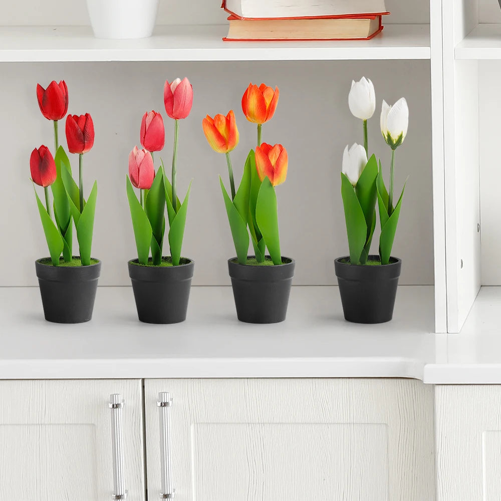 Mini Artificial Potted Flowers Bonsai - Lifelike Table Decor for Home & Garden, Fake Plant Ornaments