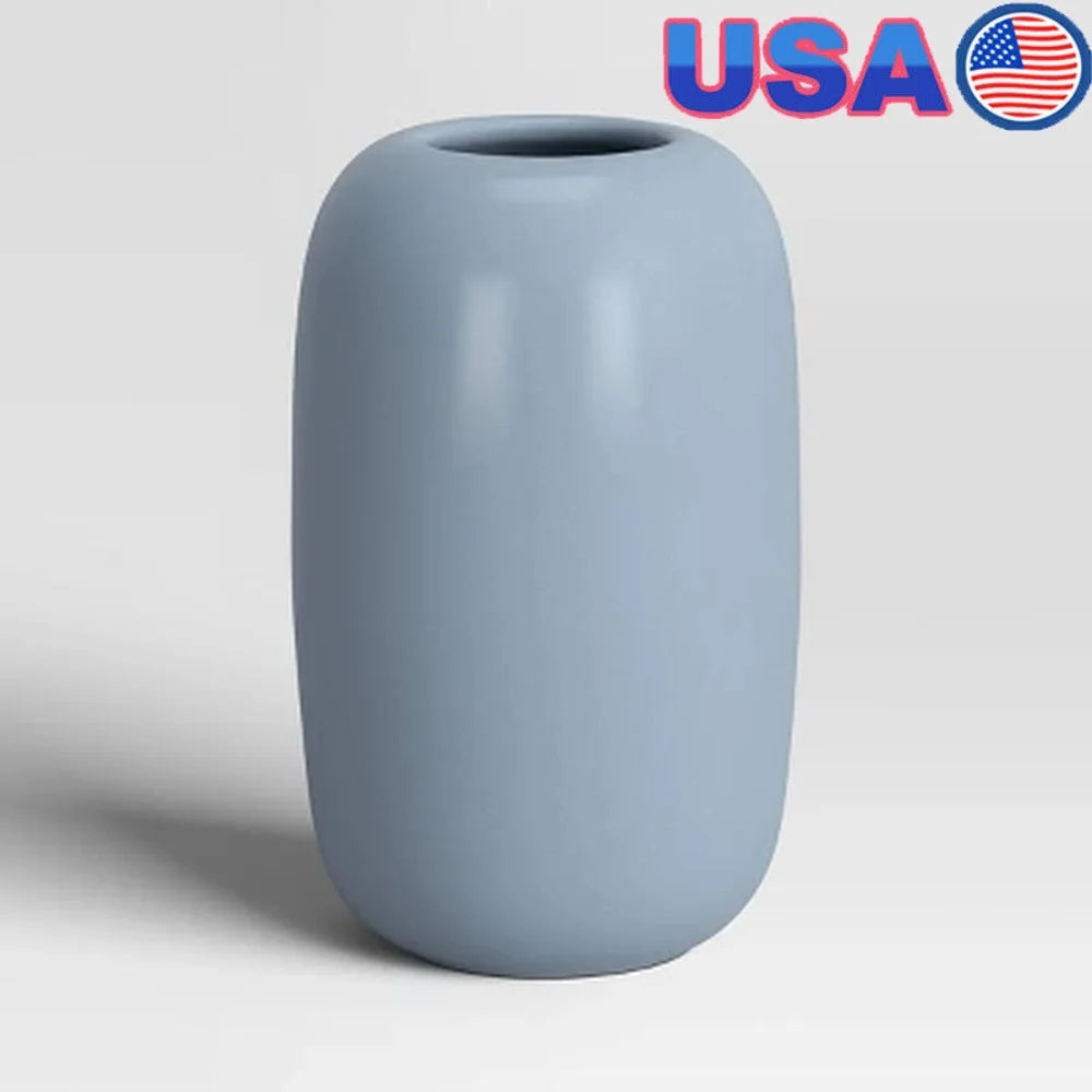 Ceramic Pill Decorative Vase Watertight Tabletop Centerpiece Flowers Home Decor Unique Accent Piece 8 Inches High