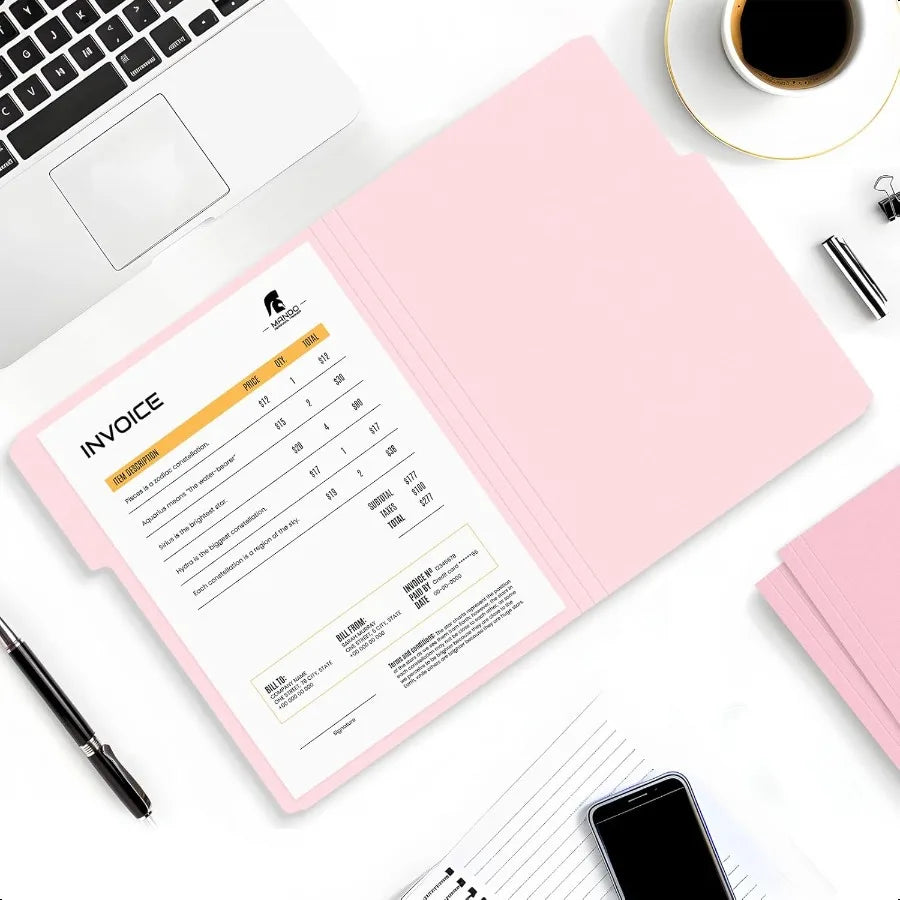 File Folders 30 Pack Manilla Folders 8.5 x 11 Colored File Folders Home Office School Supplies for Documents Files Paper Pink