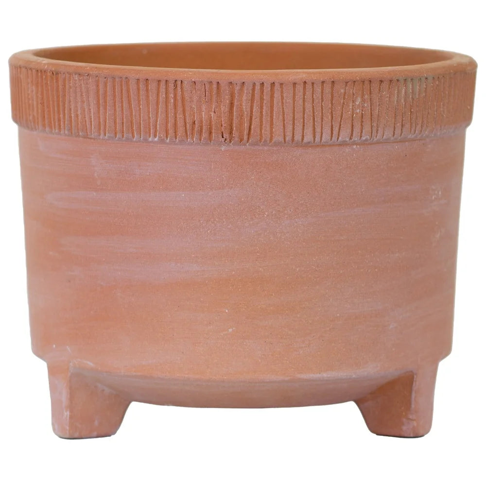 10in Footed Terracotta Clay Planter Handcrafted Pot with Drainage Holes Ideal Home Garden Patio Decor