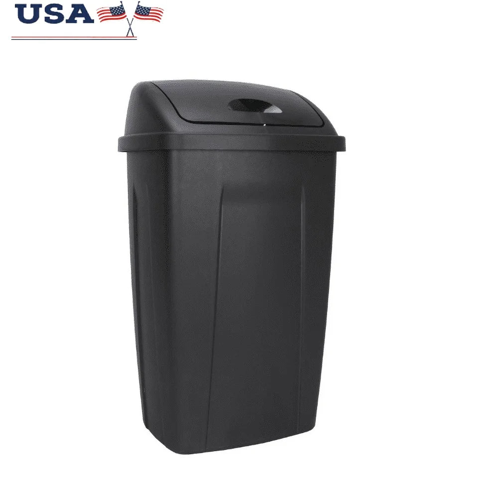 13 Gallon Durable Plastic Swing Top Trash Can Indoor Garbage Container Easy Clean Wastebasket Kitchen Office Bathroom