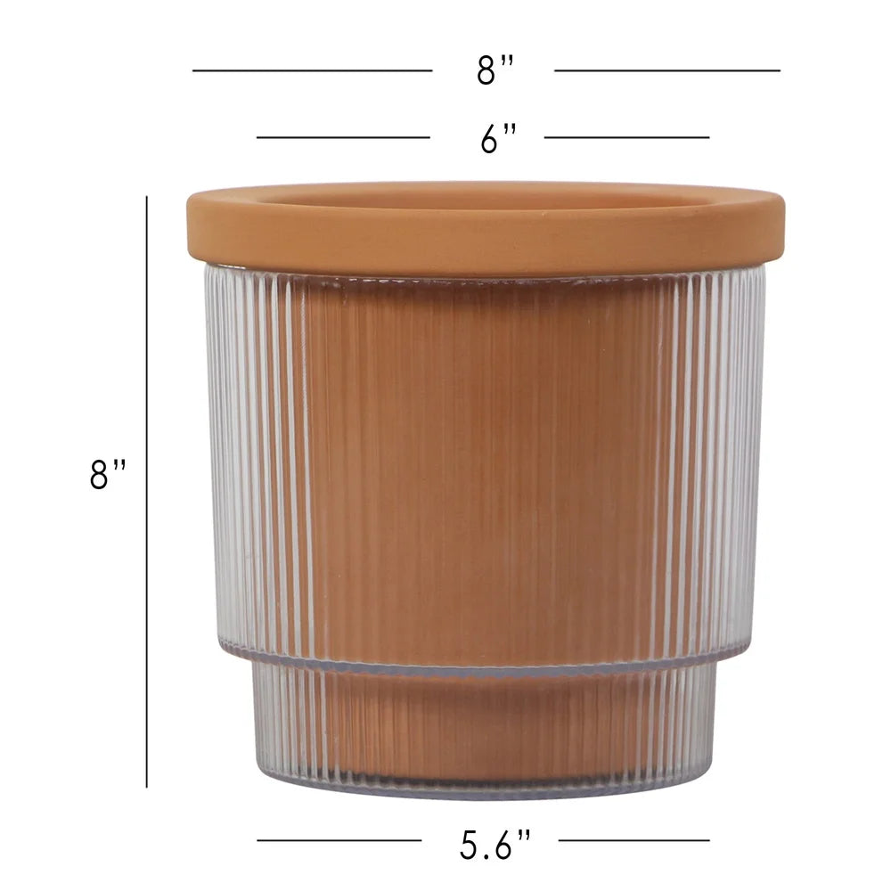 8in Self Watering Planter Terracotta Indoor Outdoor Planter Hydroponic Cylinder Pot Two-Piece Design