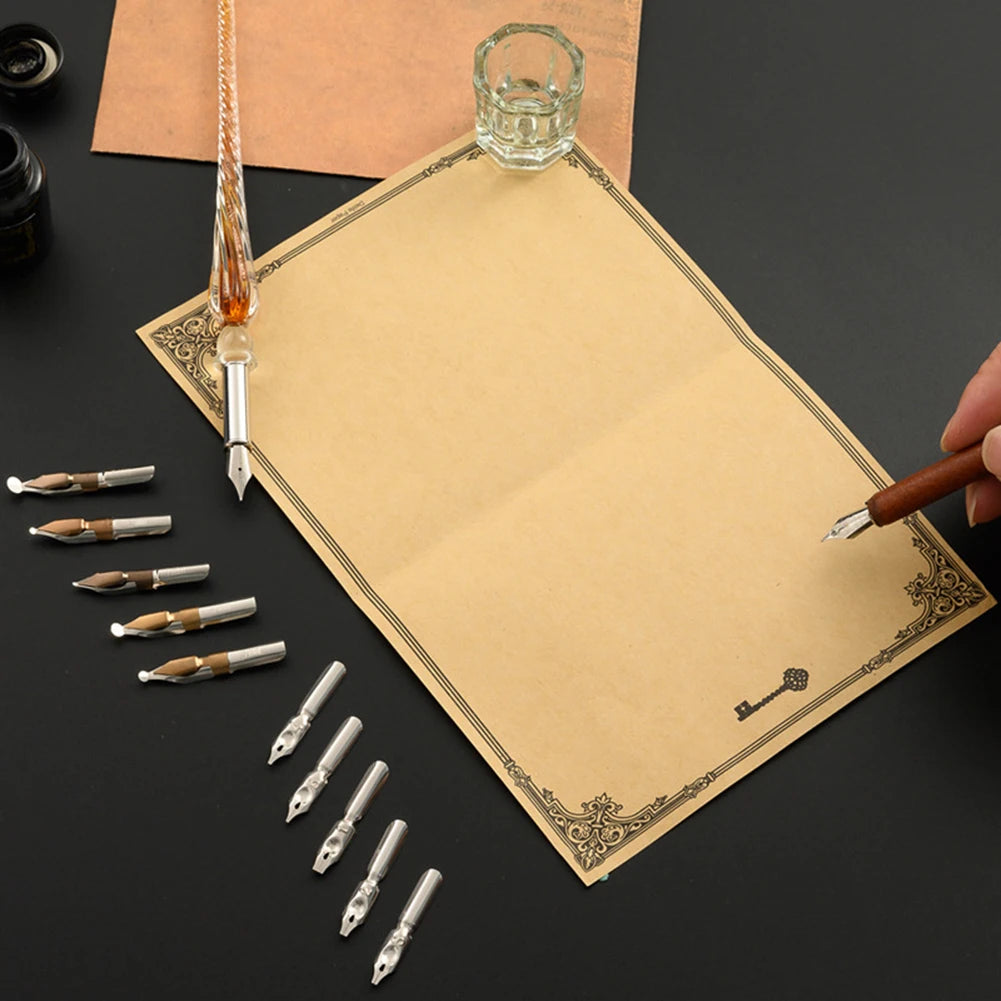 Dip Pen Fountain Set Star Starry Sky Glass Calligraphy Ink Pen Stationery Gift