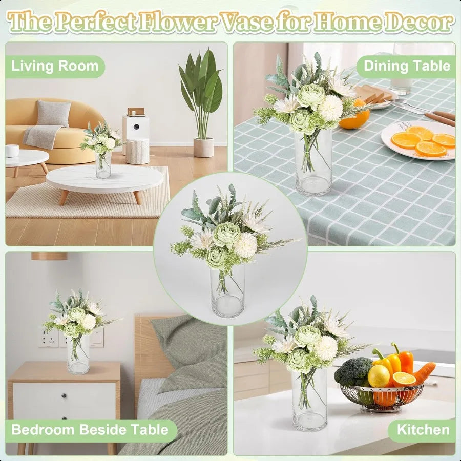 Glass Vase Flower Vase Tall Clear Cylinder Round Vase for Centerpieces Hurricane Floating Candle Holders Wedding Party Home Dec