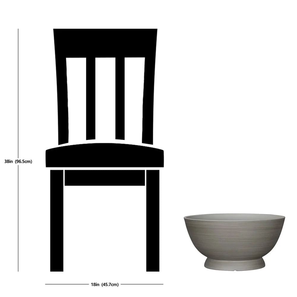 Gray Sienna Recycled Resin Planter Indoor Outdoor Round Flower Pot with Drainage Holes UV Resistant Lightweight Durable 18in