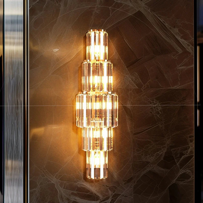 LUVODI Modern Crystal Wall Lamp 3-Layer Wall Crystal Sconce Light E14 Led Corn Lights