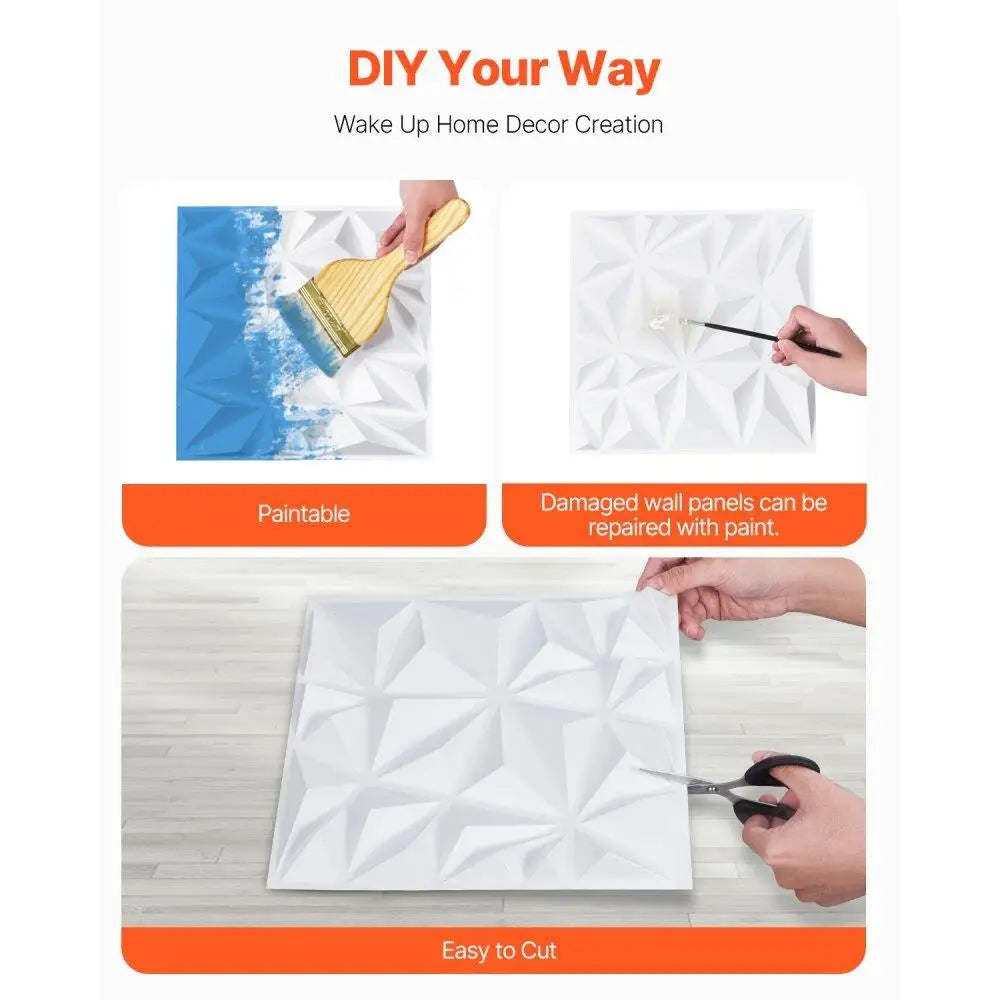 3D Wall Panels 33-Pack 11.81x11.81 inch PVC 32 Sq Ft Coverage Matte White