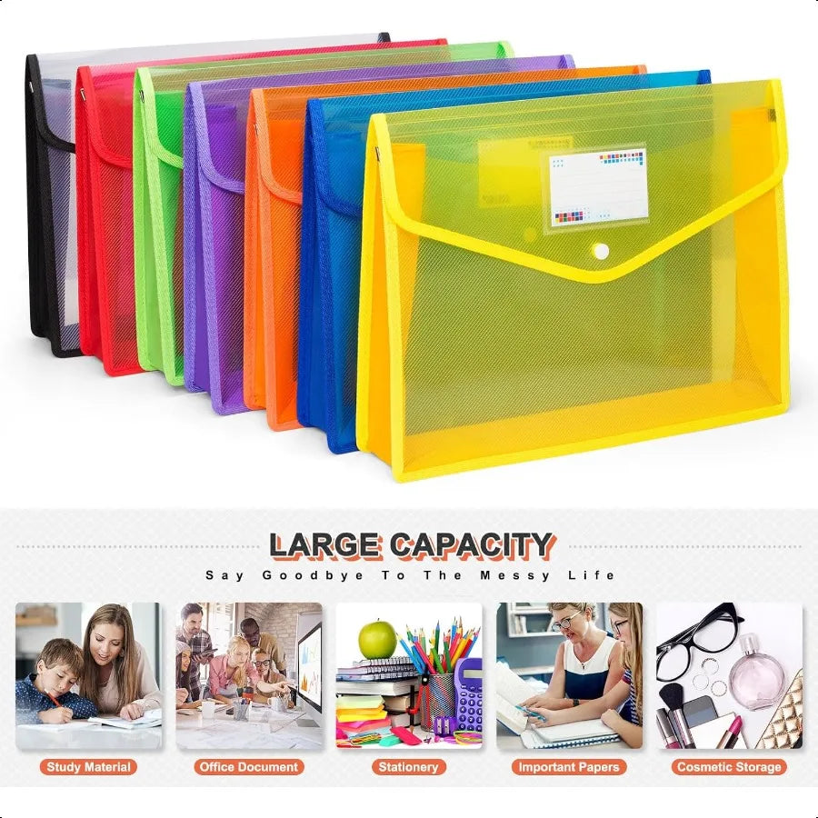 Plastic File Folders Waterproof Transparent Expandable File Organiser Portable Large Capacity A4B4 File Wallet for Office Busin