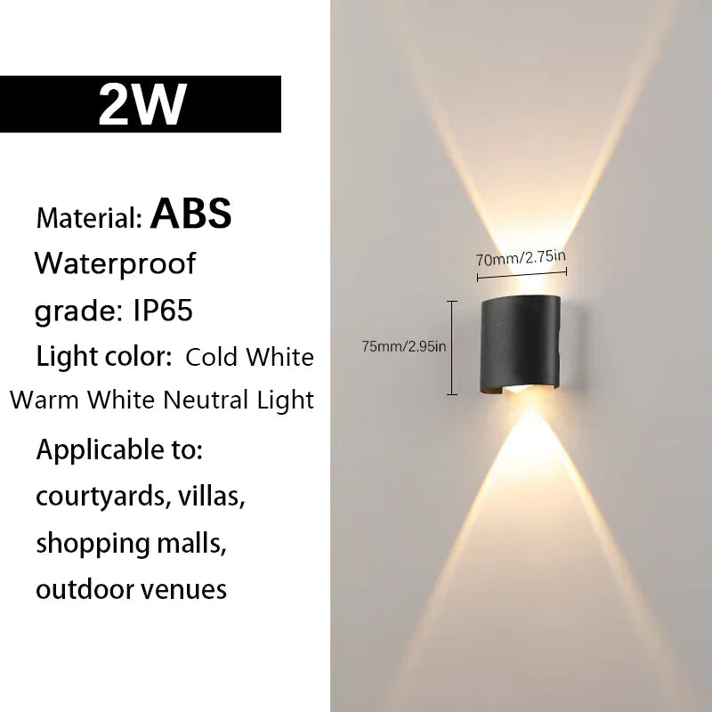 LED wall lights UP & Down AC85-265V ABS Waterproof Led Lights Modern Indoor Outdoor Appliances For Wall Panels Home Garden Yard