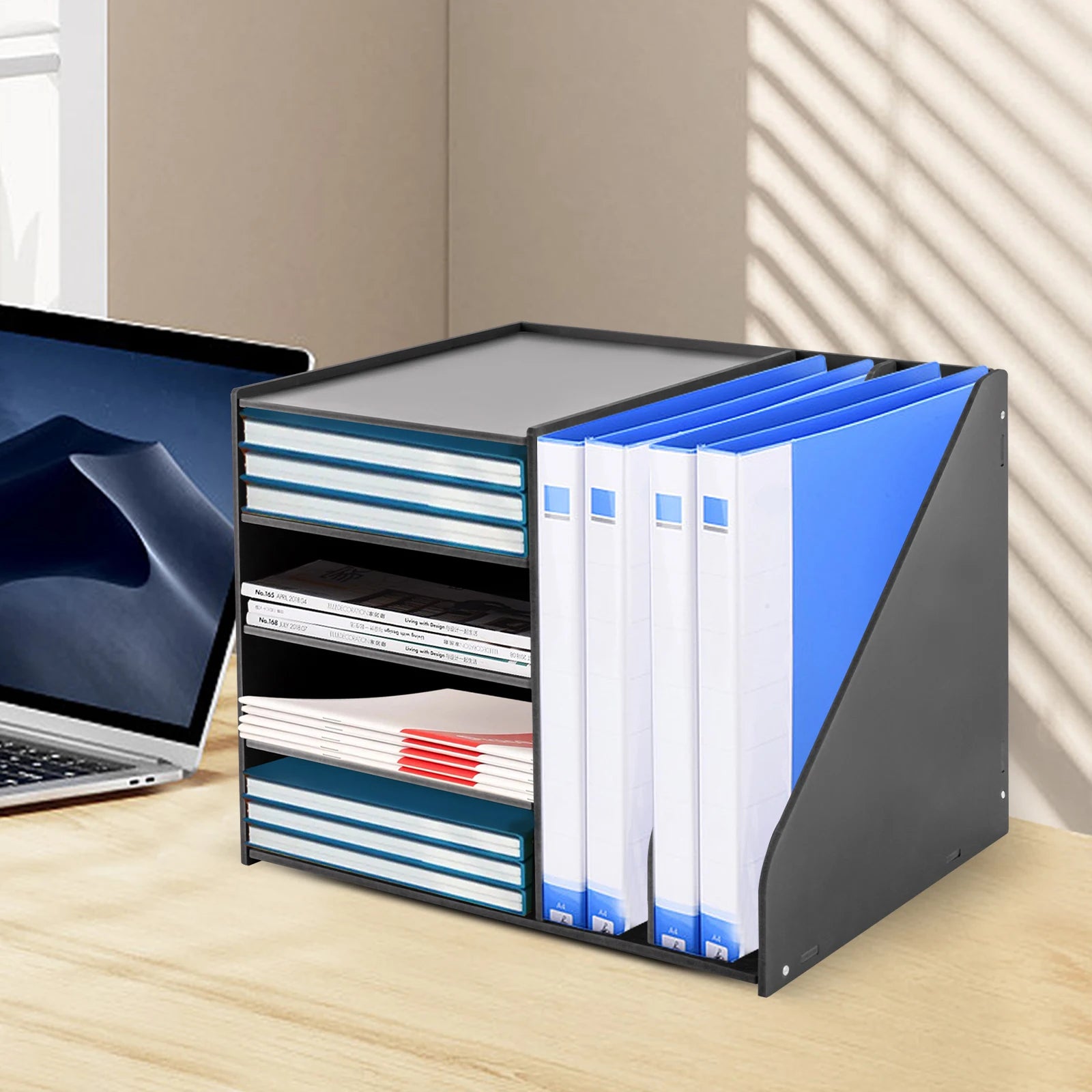 File Holder Organizer 4+2 Tier, Pvc Document Mail Sorter for Office Home School, Holds Files Books Envelopes