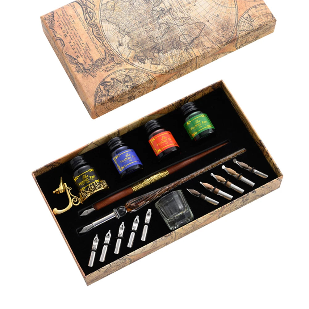 Dip Pen Fountain Set Star Starry Sky Glass Calligraphy Ink Pen Stationery Gift