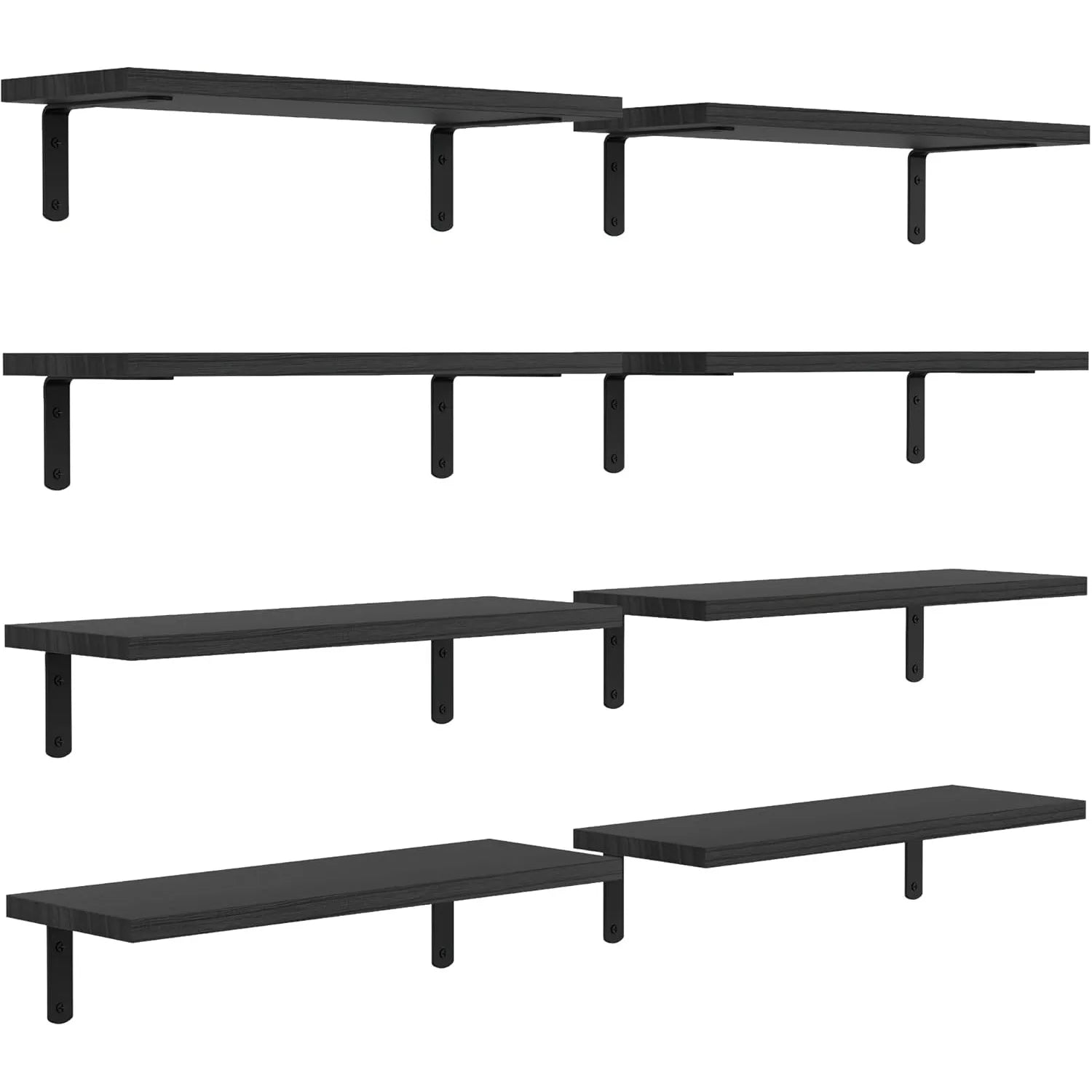 Floating Shelves, 8 Sets Wall Shelves, Wooden Floating Shelves for Bedroom Wall Décor, Wall Mounted Floating Bathroom Shelf