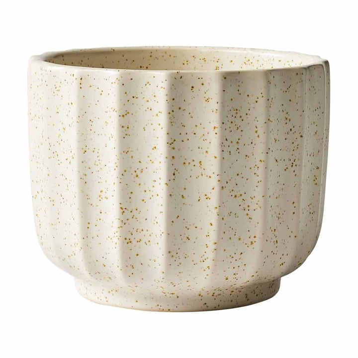 Ceramic Vase 4.5 Inch Ribbed Texture Cream White Durable Pot Indoor Plants Flowers Decorative Accent Home Decor