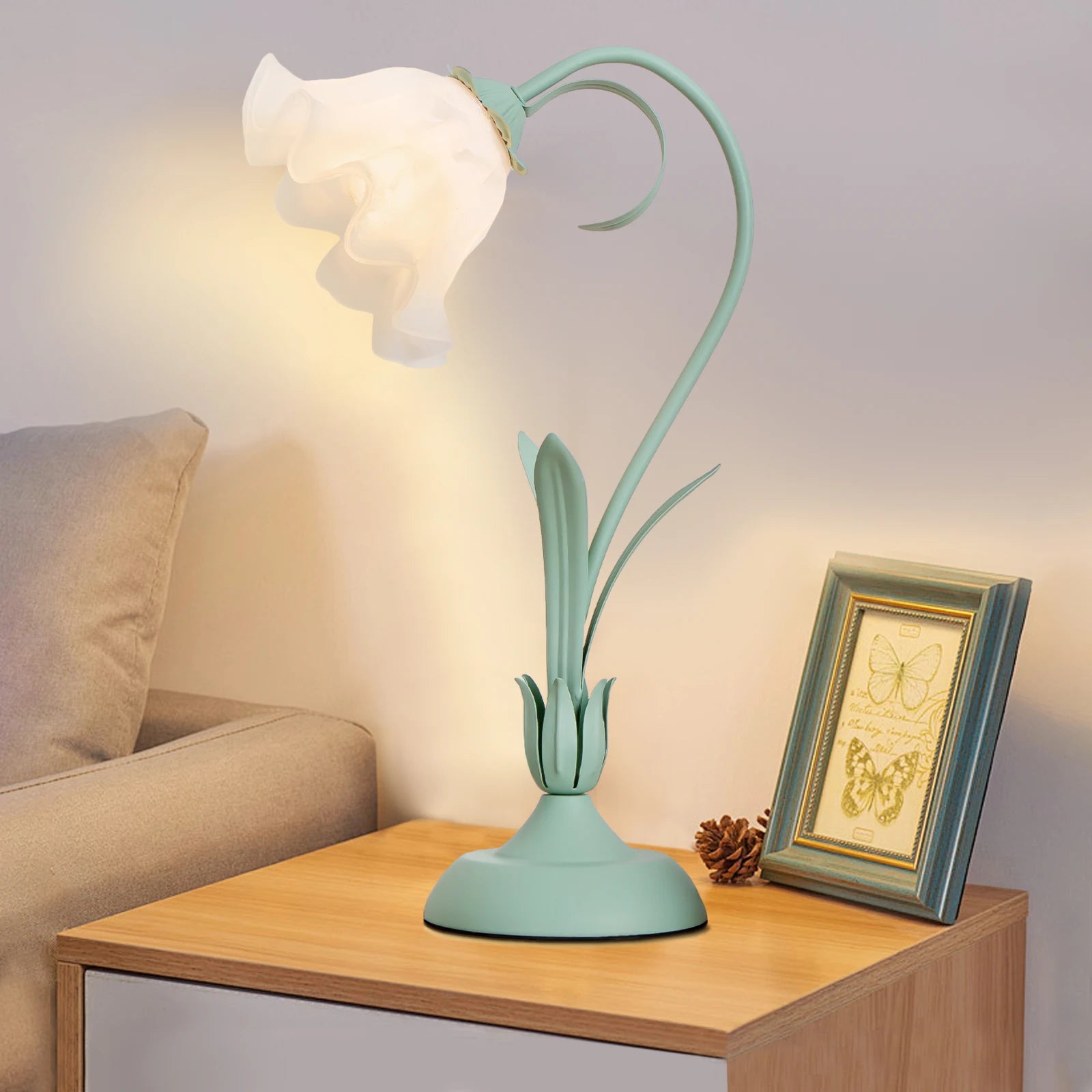 Romantic Flower Desk Lamp Table Desk Reading Light Retro Atmosphere Sense Bedside Table Lights for Home Bedroom