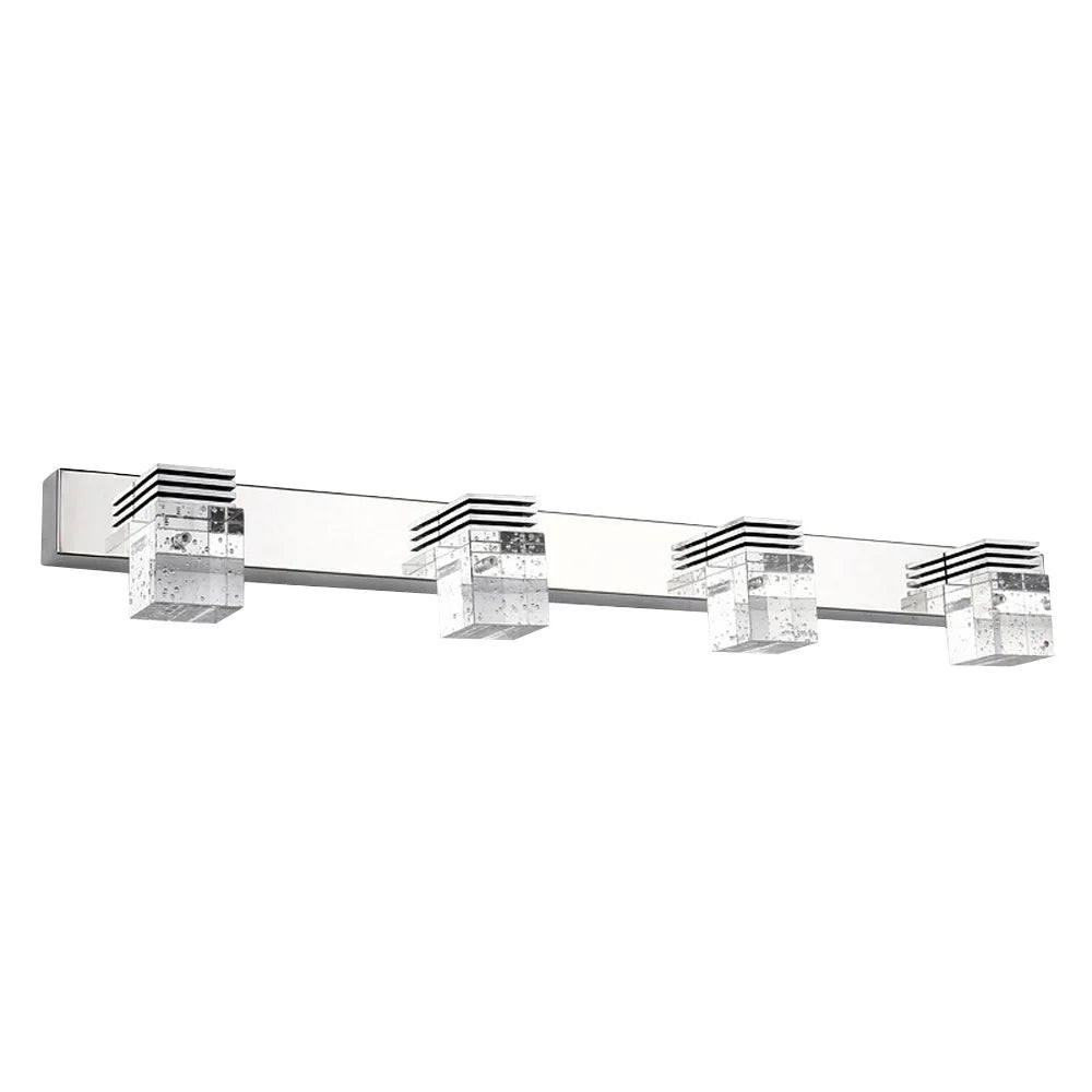 12W 4 Heads Sliver Stainless Steel LED Mirror Front Light, Modern Bedside Wall Lamp for Living Room, Bathroom, Reading Room