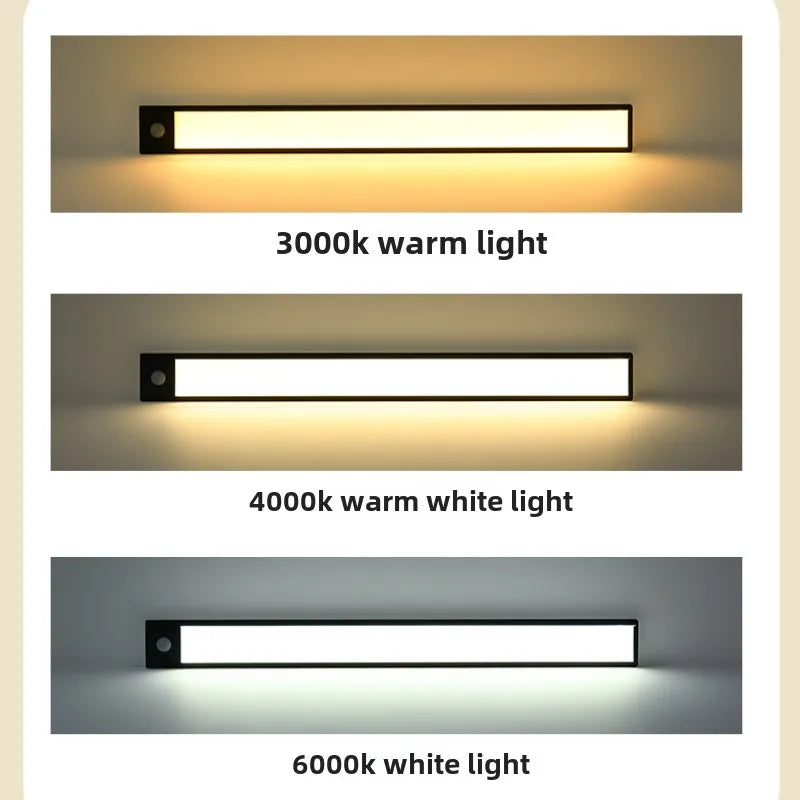 LED Night Light Ultra Thin Human Body Sensor Light USB Rechargeable Cabinet Light for Kitchen Bedroom Wardrobe Lighting 2PC 40CM