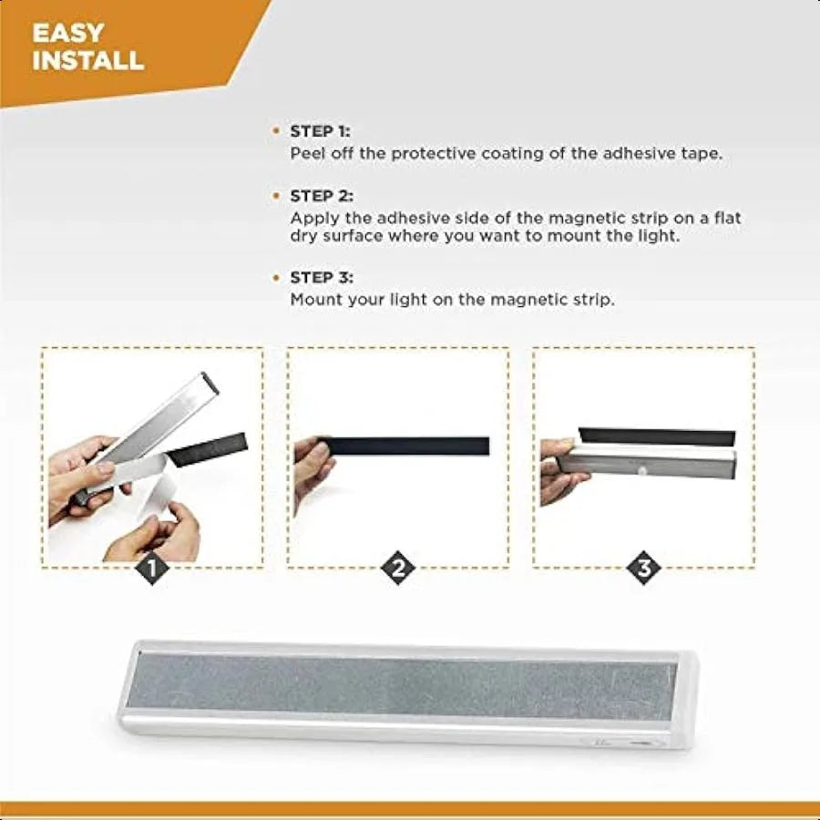 Motion Sensor LED Under Cabinet Lights 10 LED Light Strips for Closet Kitchen Bathroom Pantry Battery Operated Wireless Peel an