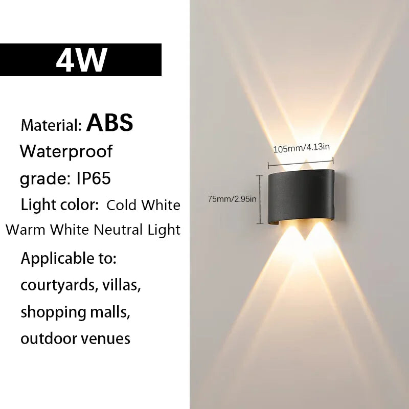 LED wall lights UP & Down AC85-265V ABS Waterproof Led Lights Modern Indoor Outdoor Appliances For Wall Panels Home Garden Yard