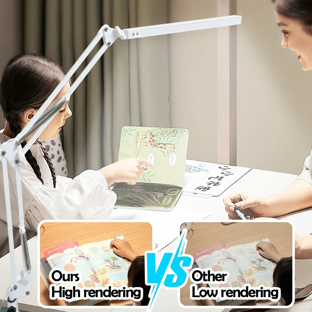 Single-Head LED Folding Metal Desk Lamp 3 Colors Adjustable 10 Brightness Levels Flexible Rotating Lamp Head for Home Reading PC