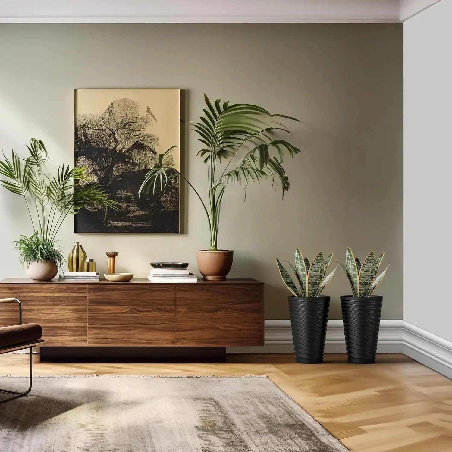 18 Inch Tall Planter Set of 2, Round Spiral Textured Flower Pots, Decorative Plant Pots for Outdoor Indoor Home Garden Patio