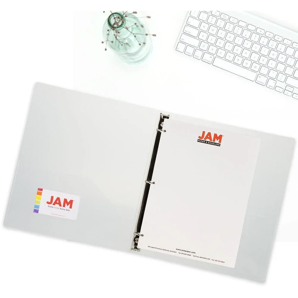 Plastic 3 Ring Binders Durable Clear Organizers Documents 1 Pack Smooth Finish Protective Cover School Office Use