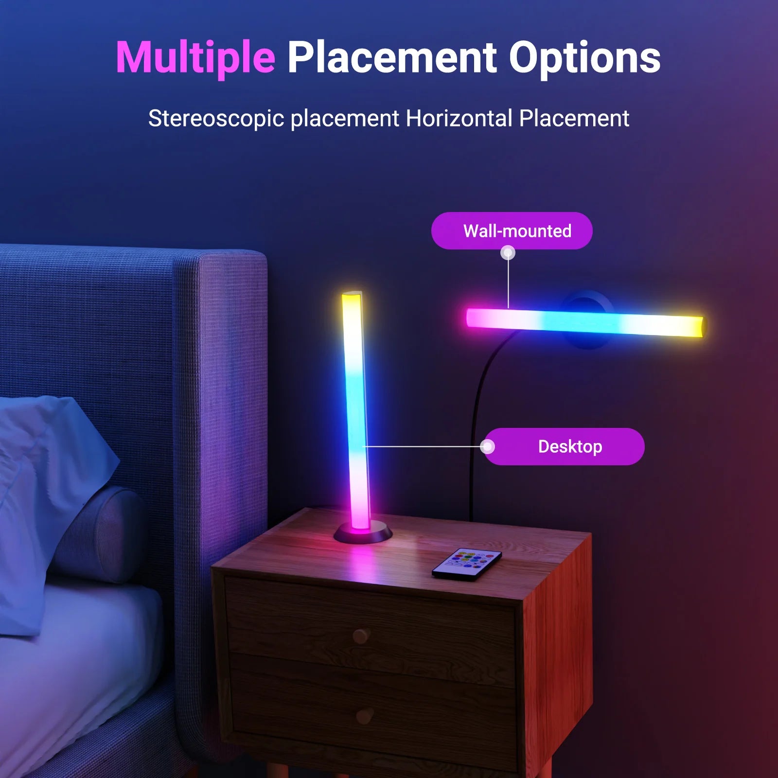 Smart LED Light Bars, RGB+IC TV Backlight with Music Sync, Bl LED Table Desk Light Bar, Game Lights with Scene Modes, Ambient Li