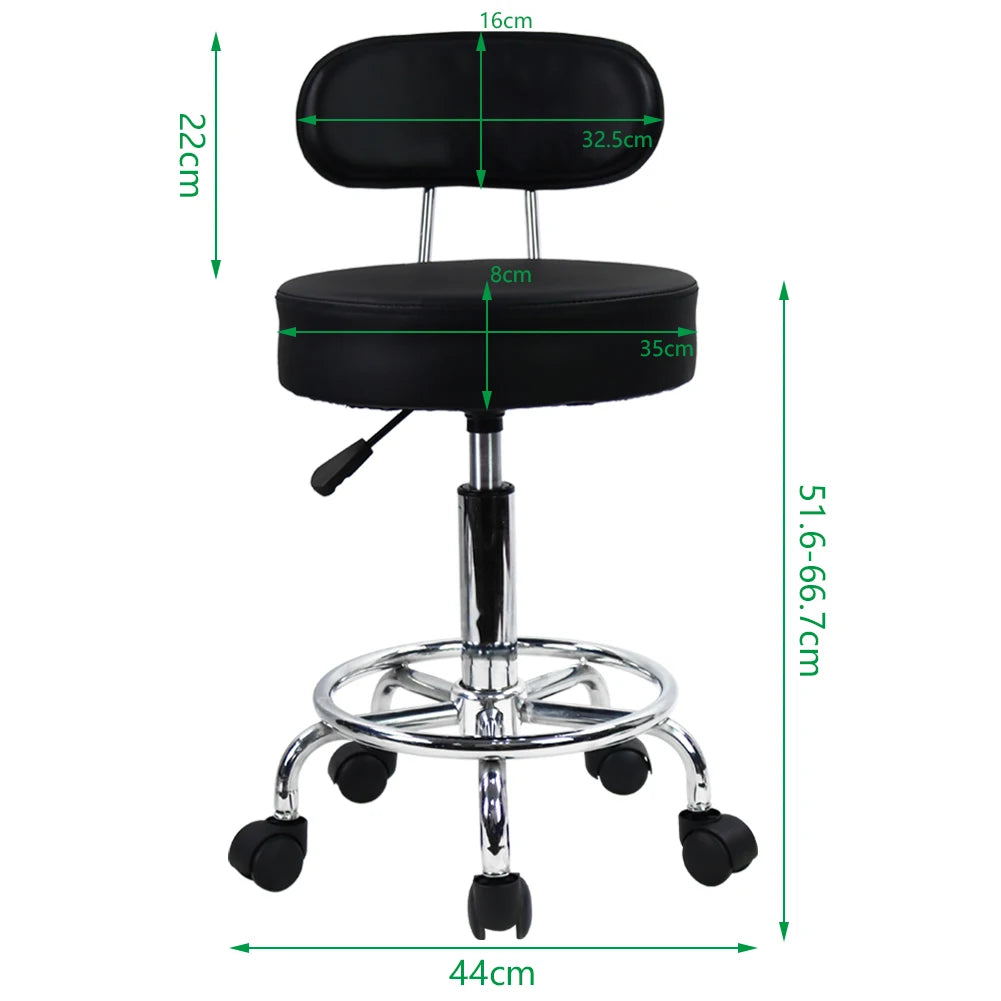 KKTONER PU Leather Rolling Stool Mid-Back with Footrest Height Adjustable Office Computer Home Drafting Swivel Task Chair