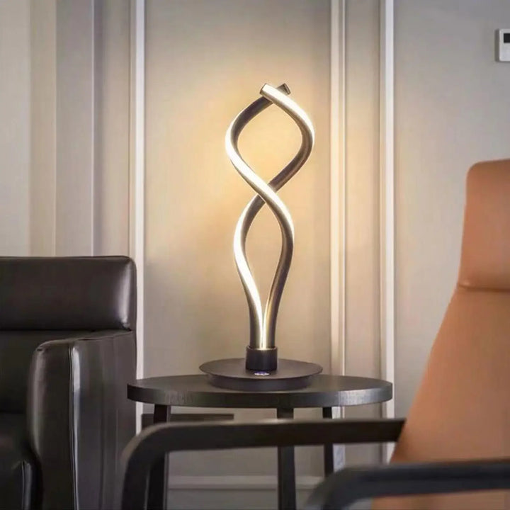 Modern LED Spiral Table Lamp Bedside Desk Light Bedroom Decor Curved Light Tabletop Light Reading Lamp