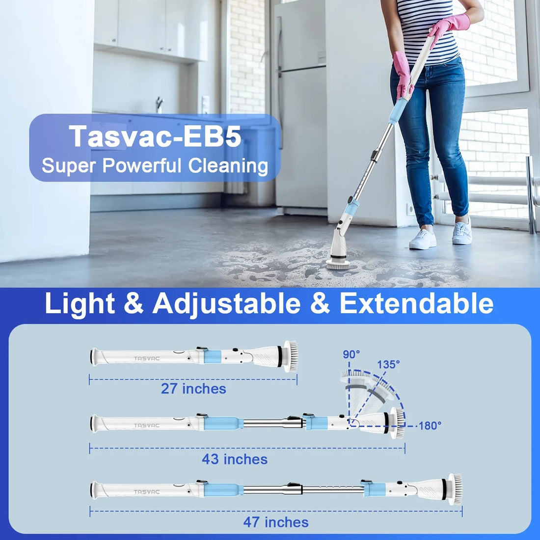 Electric Spin Scrubber Cordless Cleaner Brush with 5 Replaceable Brush Heads 450RPM Bathroom Scrubber for Cleaning  Bathtub Tile