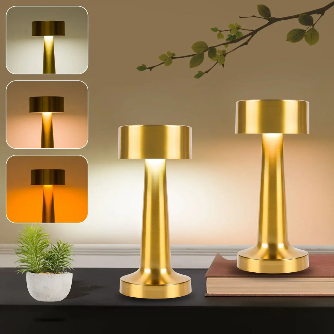 Rechargeable Retro Table Lamp Metal Touch Decor for Bar Coffee Table Restaurant Decoration Light Desk LED Night Lights
