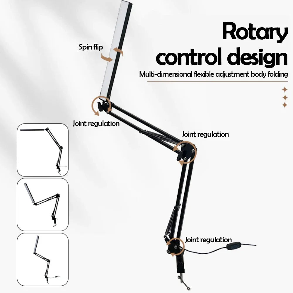Single-Head LED Folding Metal Desk Lamp 3 Colors Adjustable 10 Brightness Levels Flexible Rotating Lamp Head for Home Reading PC