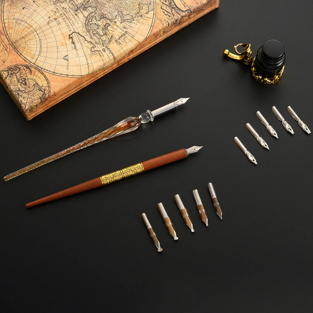 Dip Pen Fountain Set Star Starry Sky Glass Calligraphy Ink Pen Stationery Gift