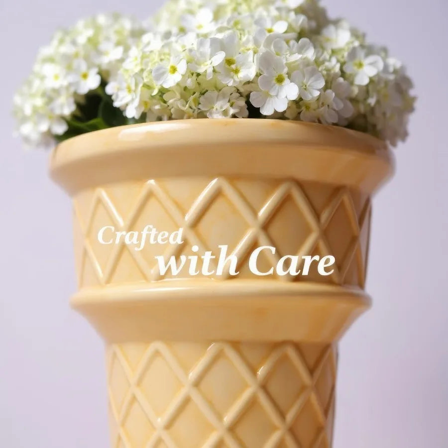 Fun and Unique Giant Ice Cream Cone Planter and Vase Quirky Large Ceramic 12 Tall Indoor Outdoor Vase for Plant Lovers Perfect