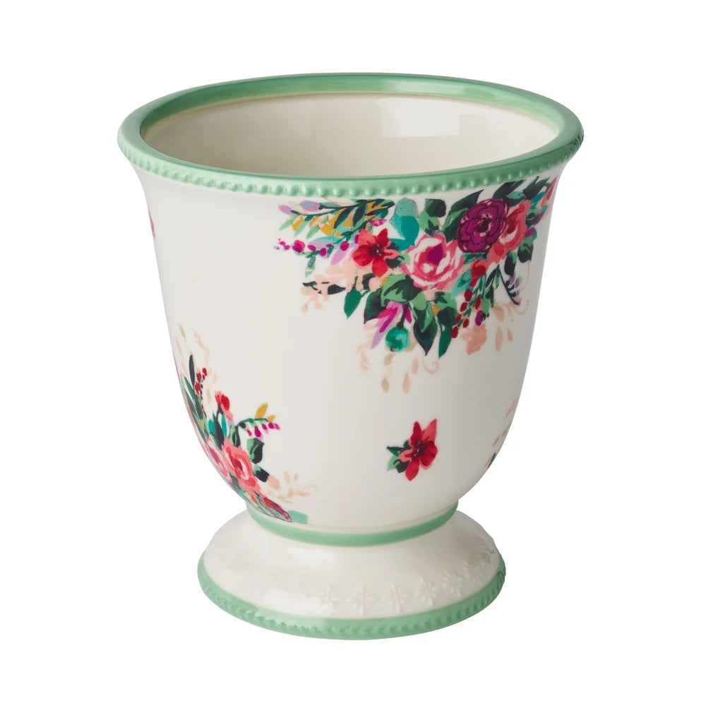 Handmade Ceramic Urn Planter 9 Inch Indoor Flower Pot Round Succulent Container Natural Accent Home Decor