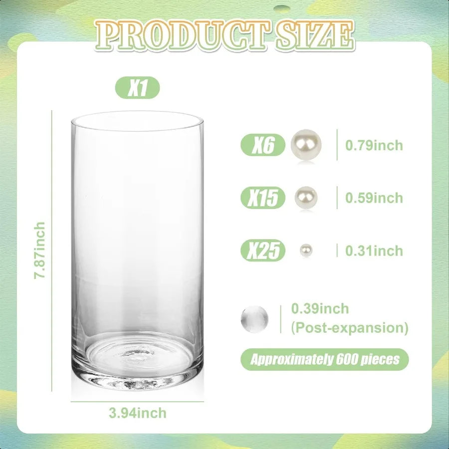Glass Vase Flower Vase Tall Clear Cylinder Round Vase for Centerpieces Hurricane Floating Candle Holders Wedding Party Home Dec