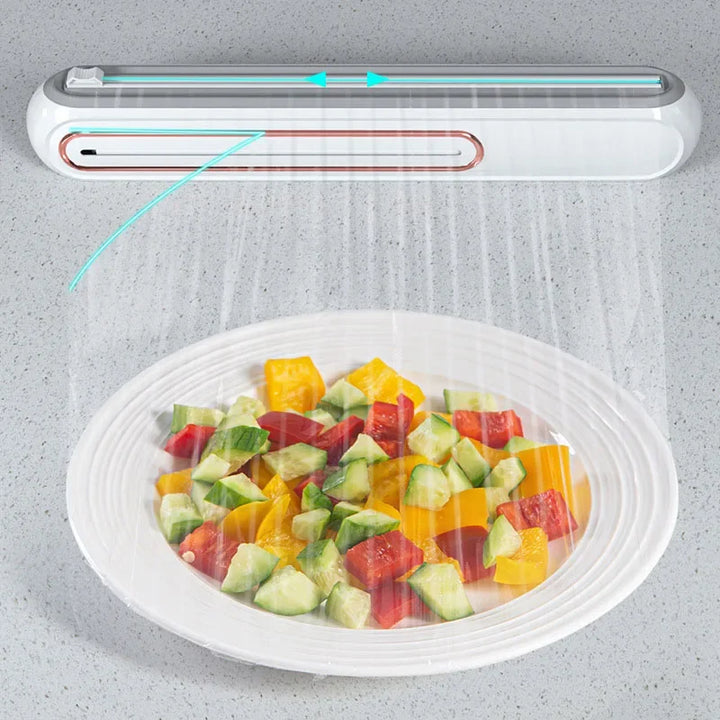 1pc Plastic Film Cutter Cling Film Cutter Dispenser Magnetic Refillable Plastic Wrap Dispenser with Cutter Kitchen Accessories