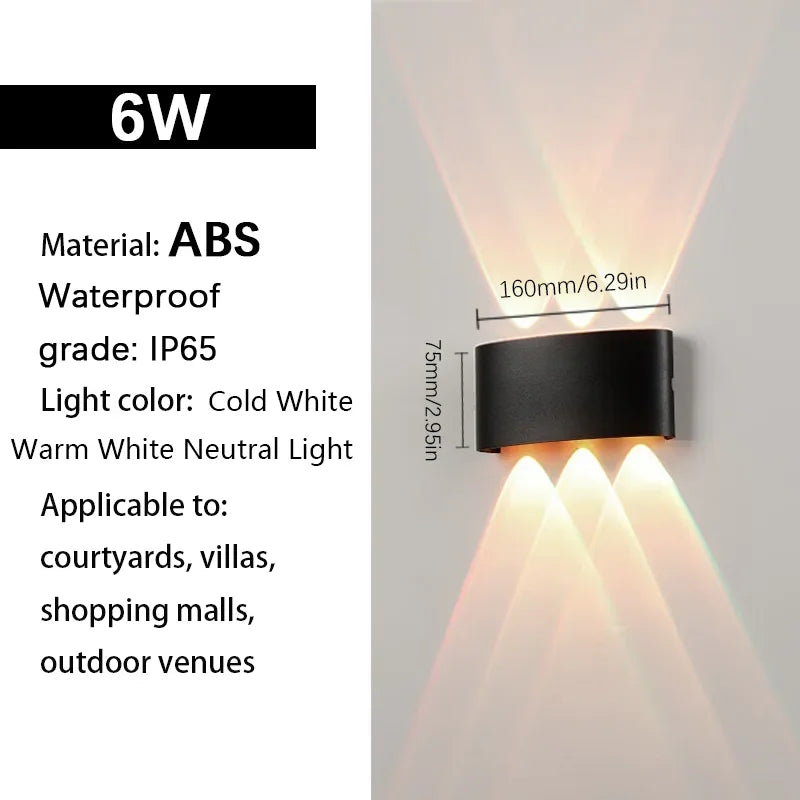 LED wall lights UP & Down AC85-265V ABS Waterproof Led Lights Modern Indoor Outdoor Appliances For Wall Panels Home Garden Yard
